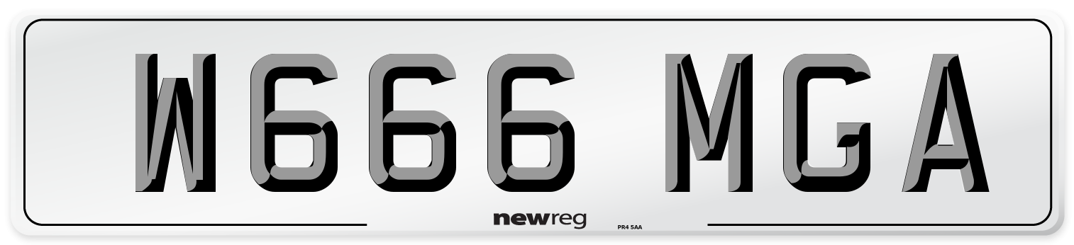 W666 MGA Number Plate from New Reg